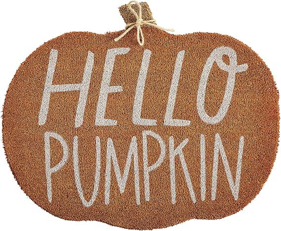 Mud Pie, Orange, Hello Pumpkin Coir Doormat, 22" x 26.5" | Amazon (US)