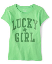 Girls Matching Family Lucky Girl Graphic Tee - green | The Children's Place