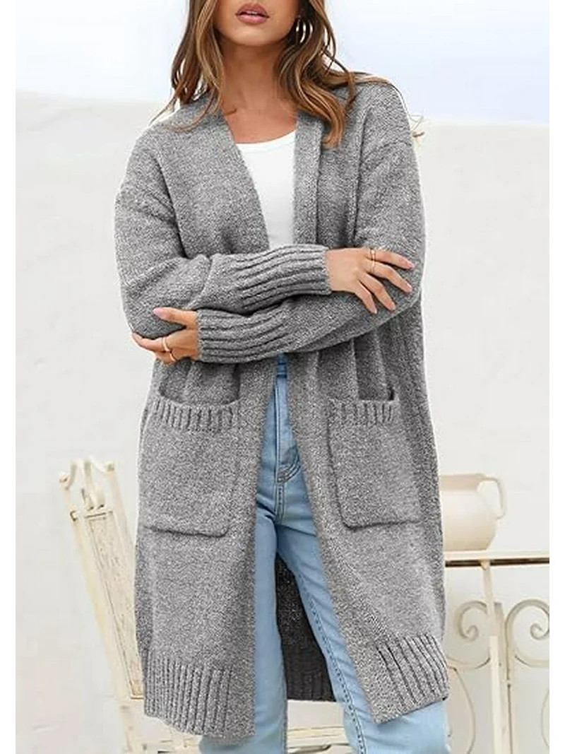 PRETTYGARDEN Fall Long Sleeve Cardigan Sweaters for Women Trendy Winter Open Front Loose Knitted ... | Walmart (US)