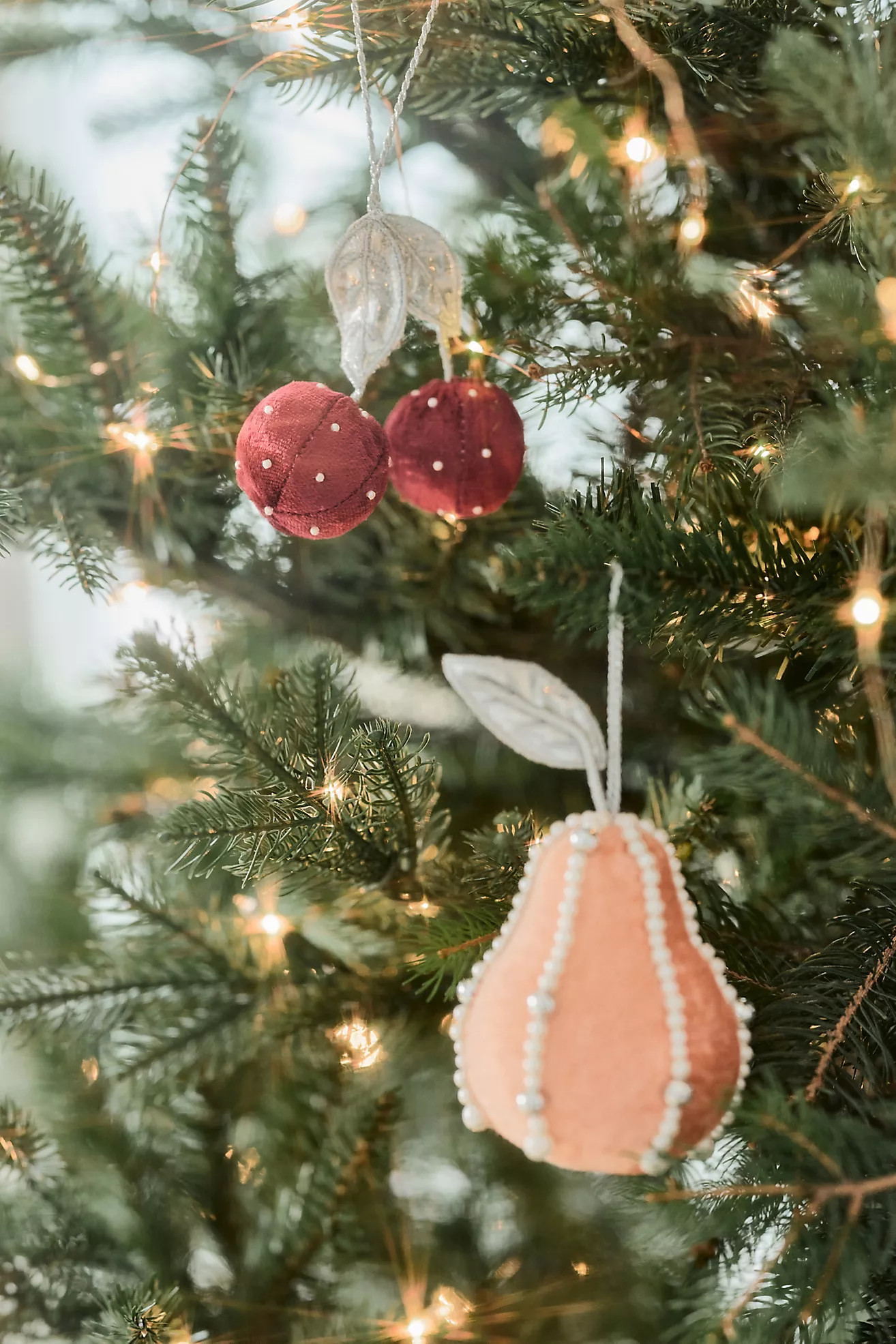 Pearled Velvet Fruit Ornament | Anthropologie (US)