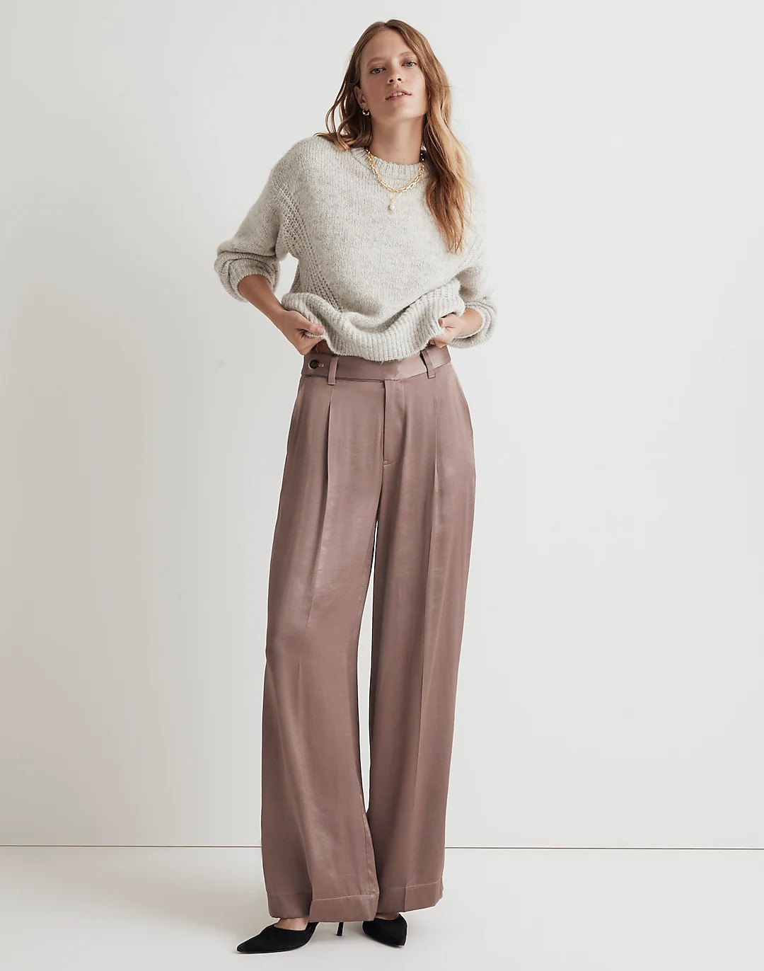The Harlow Wide-Leg Pant in Satin | Madewell