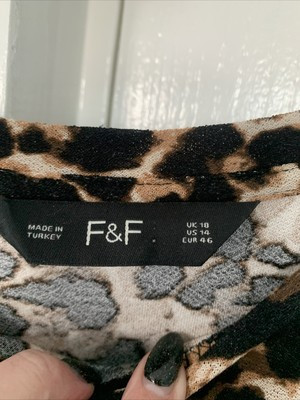 BNWOT LADIES F&F BLACK & BEIGE LONG SLEEVE LEOPARD PRINT  DROP WAIST DRESS SZ 18  | eBay | eBay UK