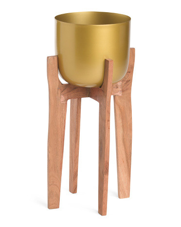 22in Planter With Wooden Stand | TJ Maxx