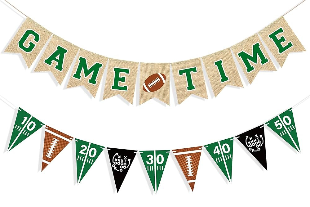Uniwish Game Time Burlap Banner Football Party Decorations Sports Football Theme Baby Shower Birt... | Amazon (US)