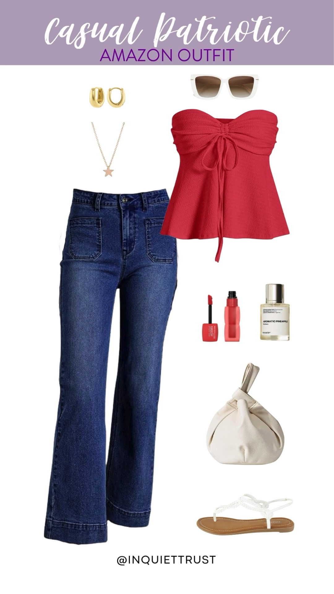 When you want to be comfy but still subtly show some patriotic love! This casual Amazon outfit does the trick: a red tube peplum top, flared jeans, and a white tote bag.
#affordablefashion #casualoutfit #holidaylooks #pinterestvibes

#LTKU #LTKSeasonal #LTKStyleTip