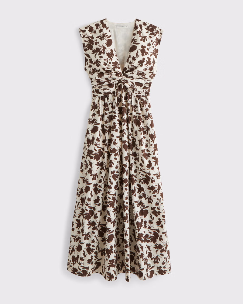 Abercrombie & Fitch Women's Twist-Front Maxi Dress in Cream Floral - Size XXS TALL | Abercrombie & Fitch (US)