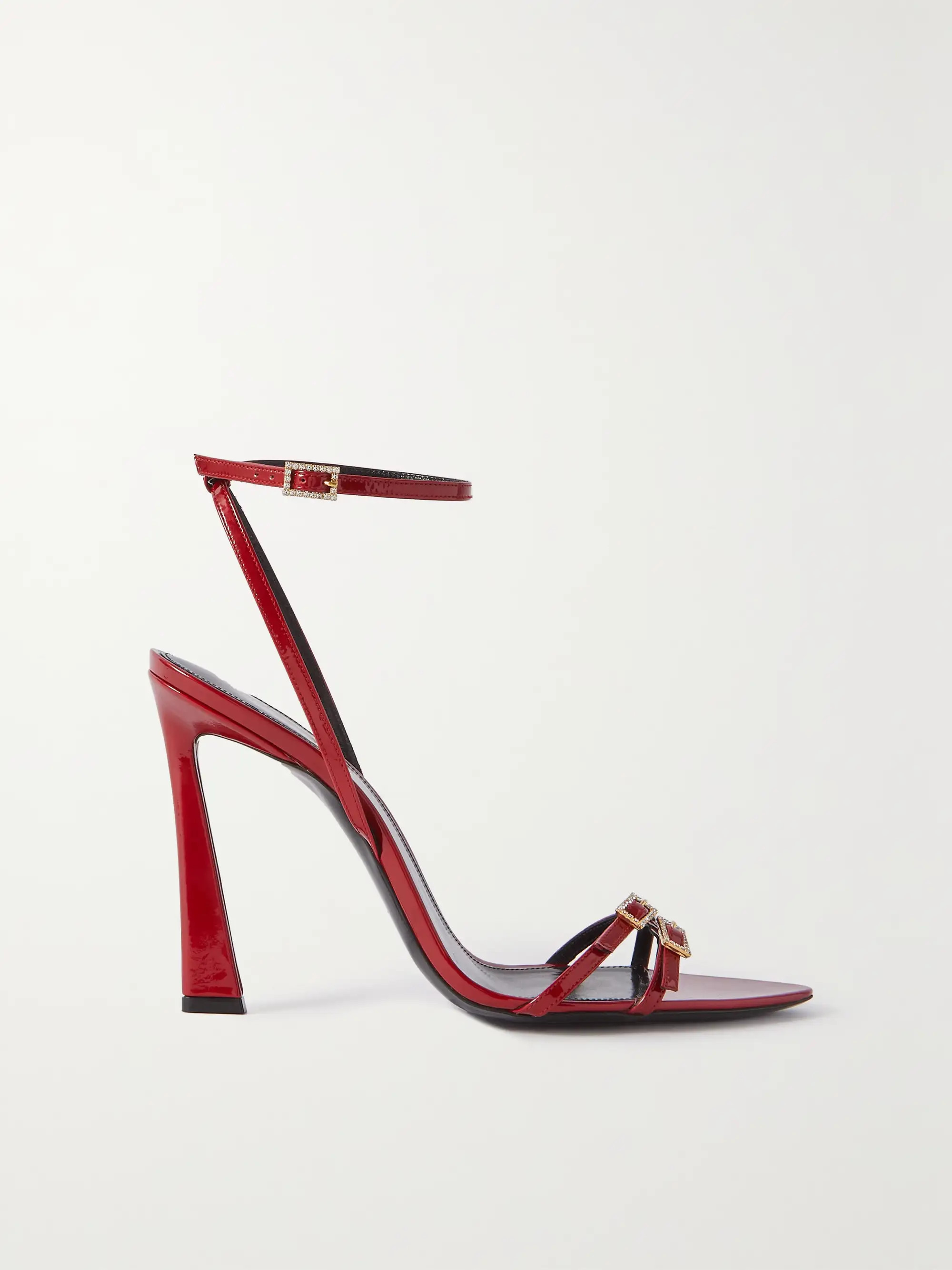 SAINT LAURENT New Nuit crystal-embellished patent-leather sandals | NET-A-PORTER | NET-A-PORTER (UK & EU)