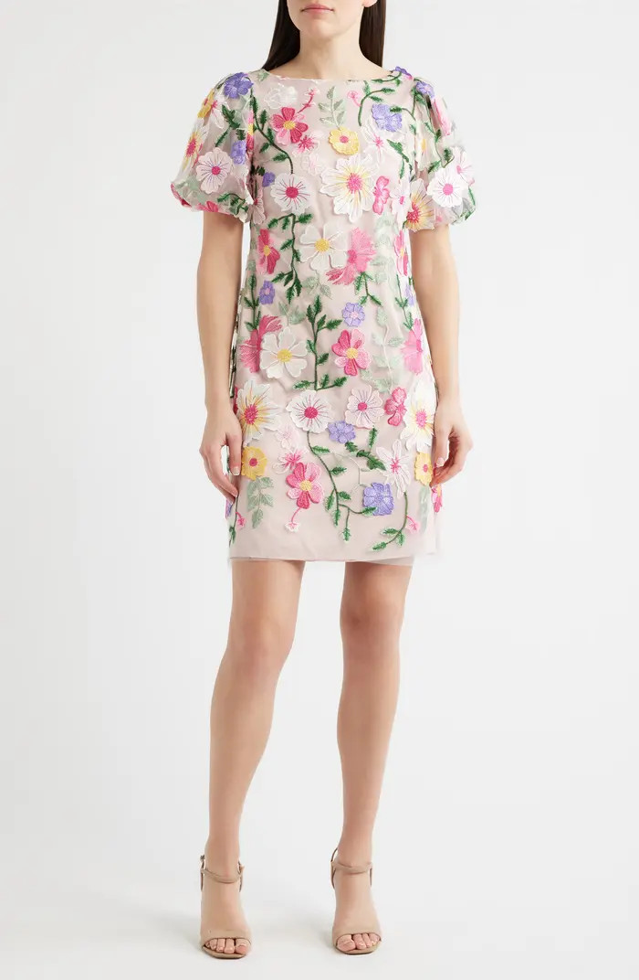 Embroidered Floral Cocktail Shift Dress | Nordstrom