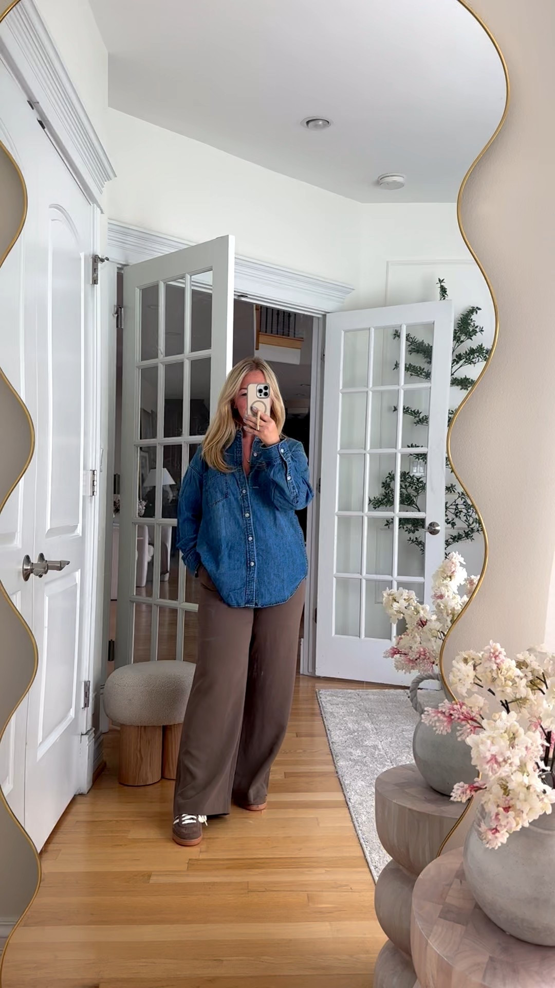 Fall outfit idea 🤎🍂 the comfiest pants ever, wrinkle free and perfect for every day and travel! Denim shirt that will become a closet staple and fall sneakers! 

#outfit #falloutfit #aritzia #adidas #spezial #casualoutfit #airportoutfit #teacheroutfit #shoes #fallfashion #fallshoes #outfitidea #denimshirt #pants 

#LTKTravel #LTKShoeCrush #LTKStyleTip