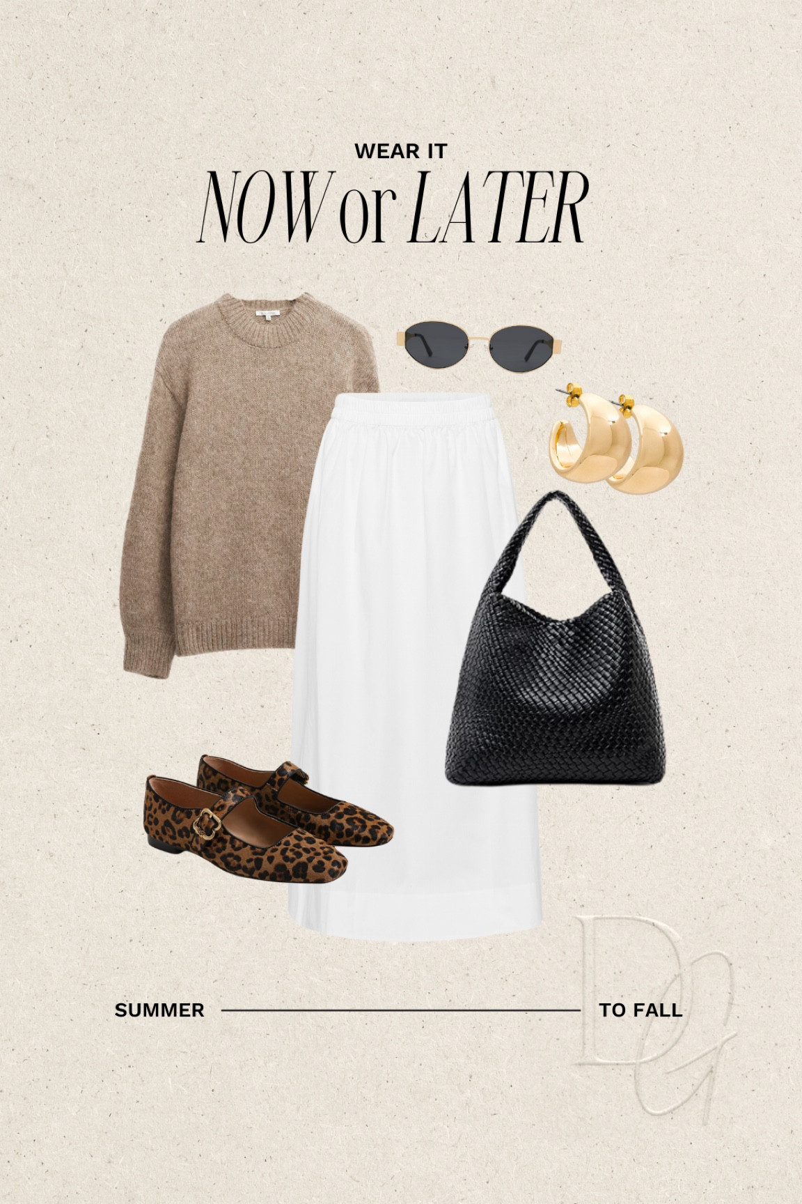 Summer to Fall Outfit Inspo | white skirt, white skirts, summer skirts, summer skirt, maxi skirts, maxi skirt, summer outfit, summer outfits, pre fall outfit, pre fall outfits, early fall outfits, outfit idea, outfit ideas,, sunnies, gold earrings, amazon, woven tote bag, tote bags, everyday tote, sweaters, oversized sweater, cozy sweater, leopard flats, ballet flats, 

#LTKSeasonal #LTKStyleTip #LTKShoeCrush