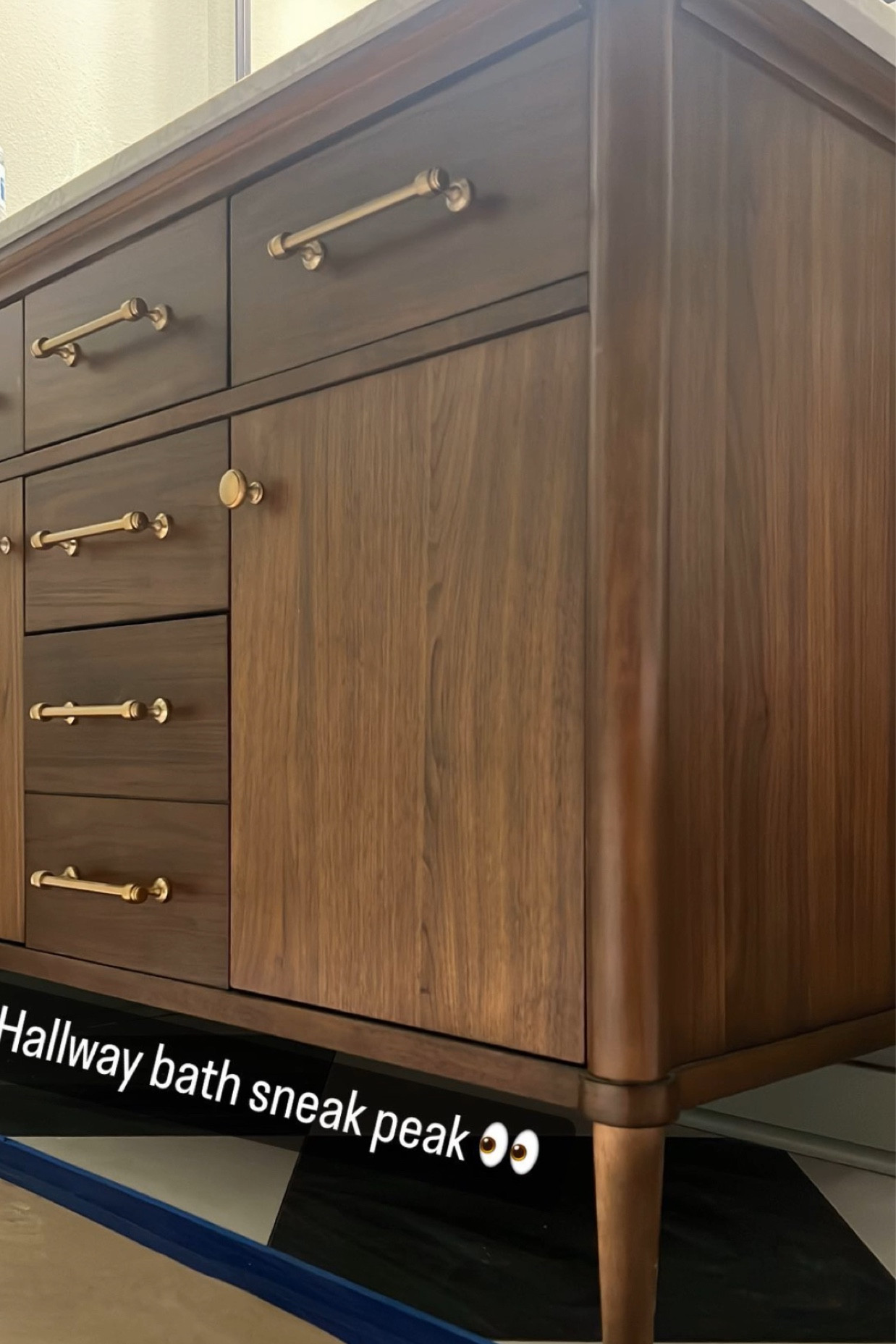 Thiensville Hallway Bath Sneak Peek Featuring this gorgeous vanity and checkerboard doors! 