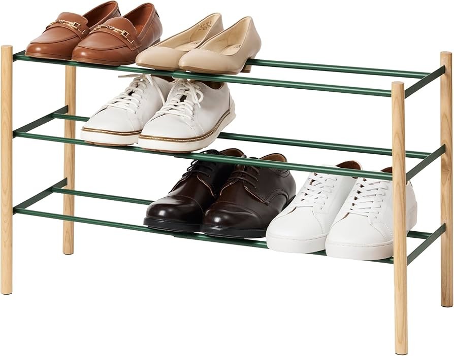 Yamazaki Home Expandable 3-Tiered Space Saving Rack, Metal Shoe Organizer for Entryway or Bedroom... | Amazon (US)
