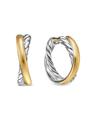 Crossover Hoop Earrings in Sterling Silver with 14K Yellow Gold, 22.4mm | Bloomingdale's (US)