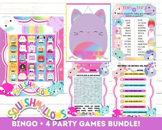 Squishmallow Birthday Party Game MEGA BUNDLE, Includes Squishmallow Bingo Game, Squishmallow Birt... | Etsy (US)