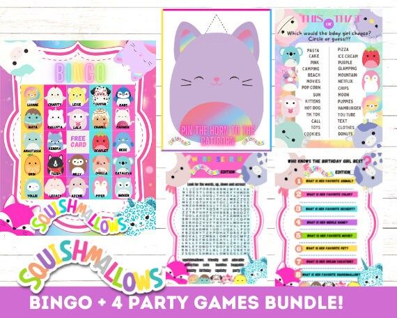 Squishmallow Birthday Party Game MEGA BUNDLE, Includes Squishmallow Bingo Game, Squishmallow Birt... | Etsy (US)