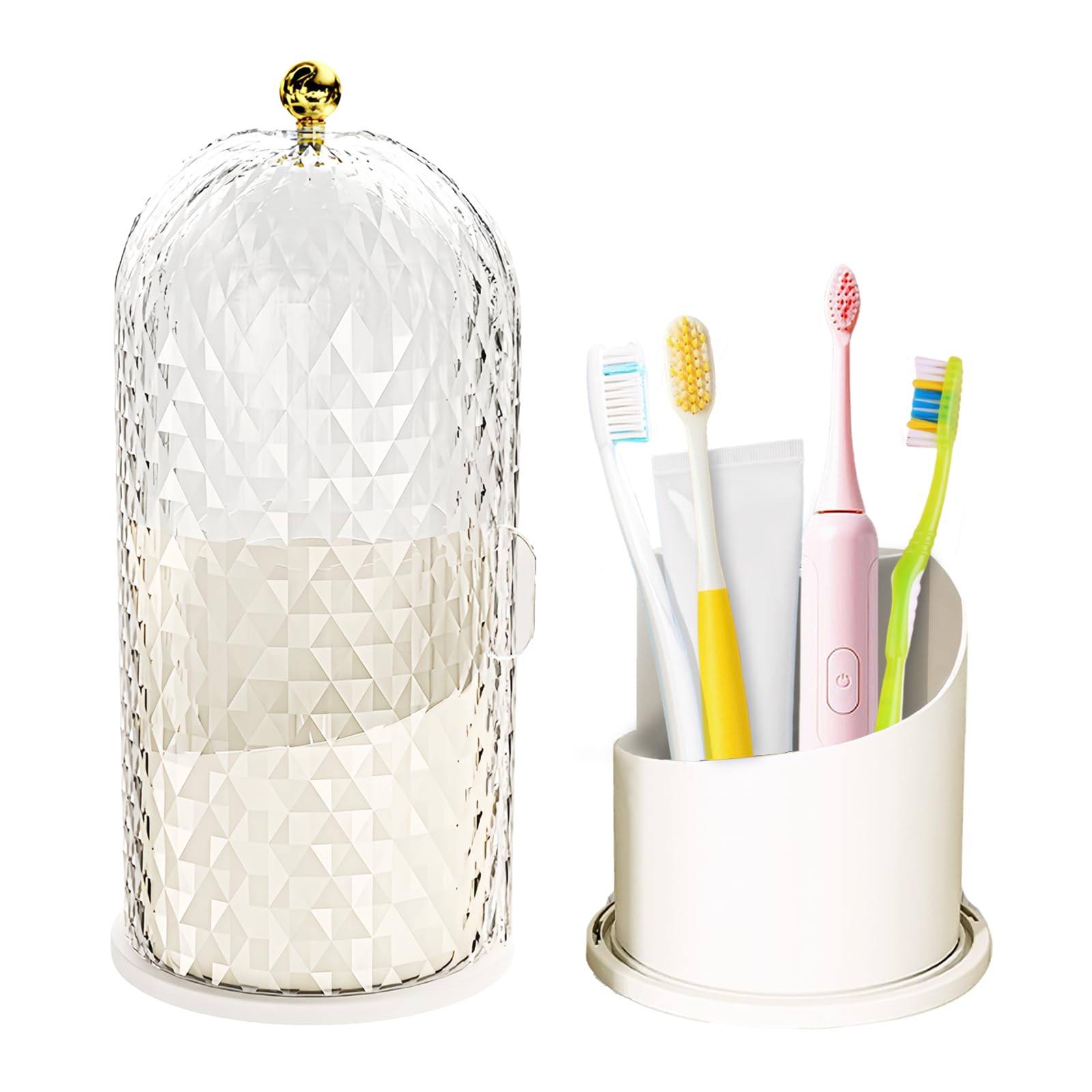 ONEPEACE Multifunctional Rotating Toothbrush Holders with Sliding Lid, The 3-Slot Bathroom Counte... | Amazon (US)