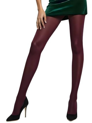 Mila Marutti Burgundy Tights for Women - Elegant and Comfortable Tights for Women - Semi Opaque Hosiery Stockings - Burgundy, L | Amazon (US)
