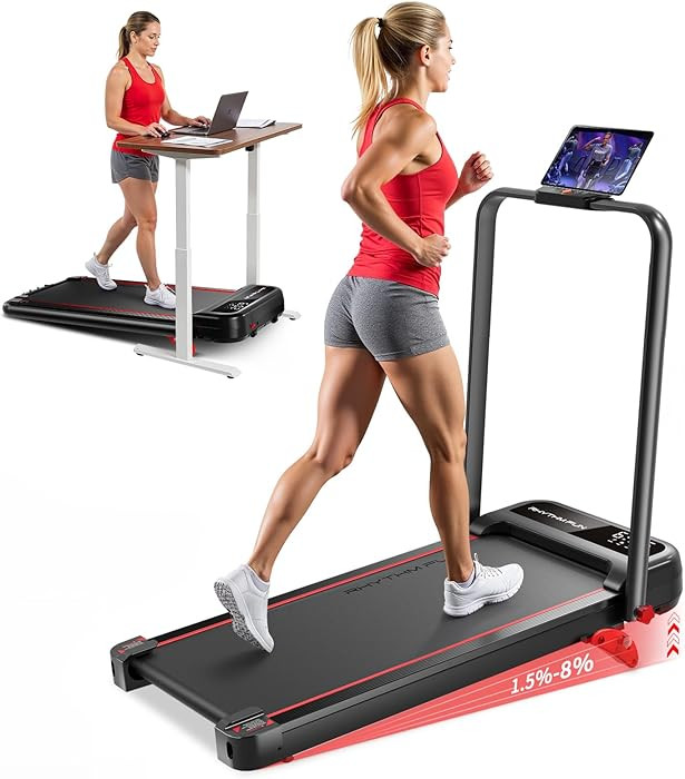 RHYTHM FUN Treadmill with Incline, Walking Pad with Handle Bar,300lbs Walking Pad with APP, Porta... | Amazon (US)