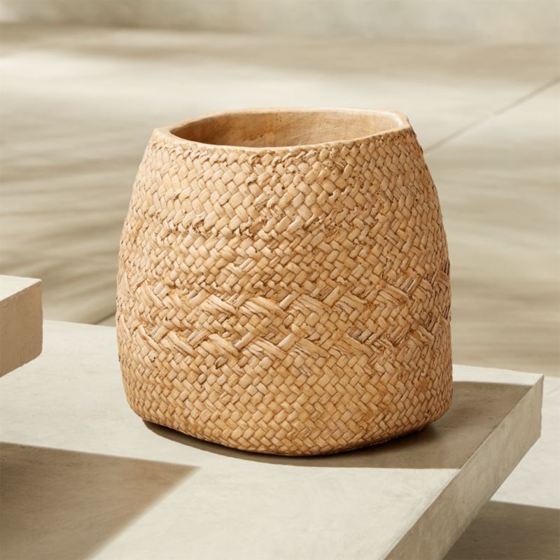 Small Indoor/Outdoor Modern Cement Basket Planter + Reviews | CB2 | CB2