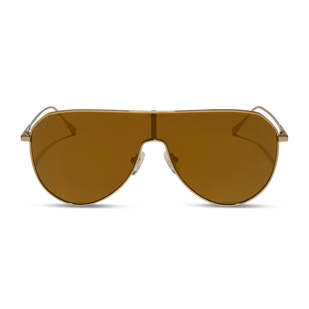 DASH SHIELD - COPPER METAL + BROWN GOLD FLASH SUNGLASSES | DIFF Eyewear
