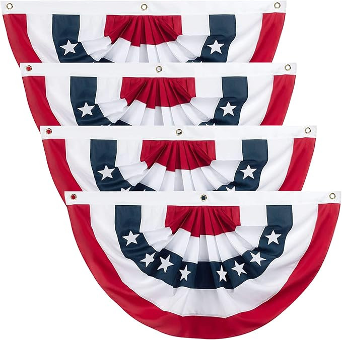2x4 Ft American Pleated Fan Flag,4th of July Decorations Bunting Flags,Patriotic Half Fan Bunting... | Amazon (US)