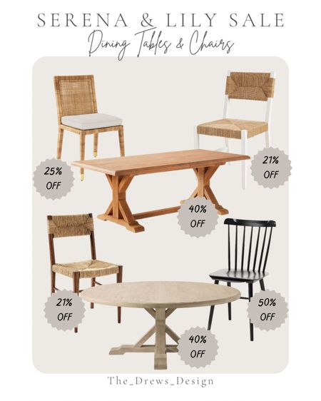 Shop the Serena & Lily sale! Get up to 50% off on dining tables and chairs. Round table, trestle dining table, woven chairs, coastal home decor, dining room furniture 

#LTKsalealert #LTKstyletip #LTKhome