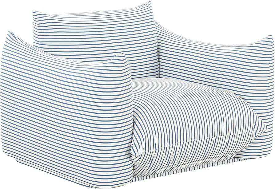 Tov Furniture Saint Tropez Pearl and Blue Striped Stuffed Outdoor Armchair | Amazon (US)