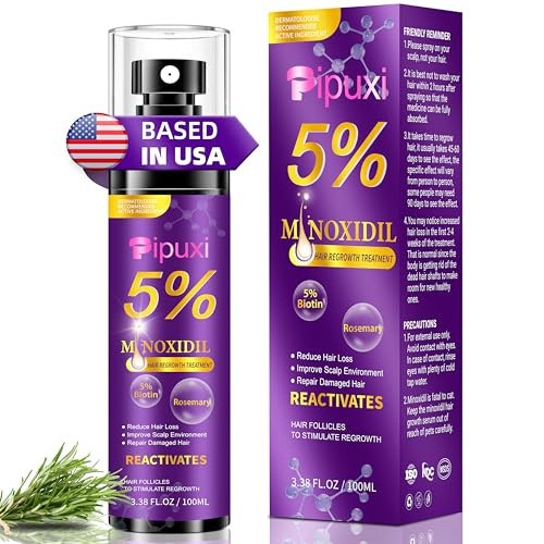 5% Minoxidil for Men and Women Hair Growth Products, Biotin Serum with Rosemary for Hair Regrowth Treatment, Minoxidil Spray Extra Strength Hair Loss Solution, Clinically Proven to Regrow Thicker | Amazon (US)