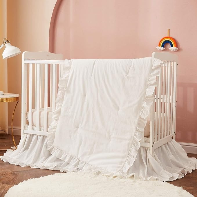 Brandream Farmhouse Crib Bedding Sets for Girls and Boys | 3 Piece Nursery Set White| Baby Comfor... | Amazon (US)