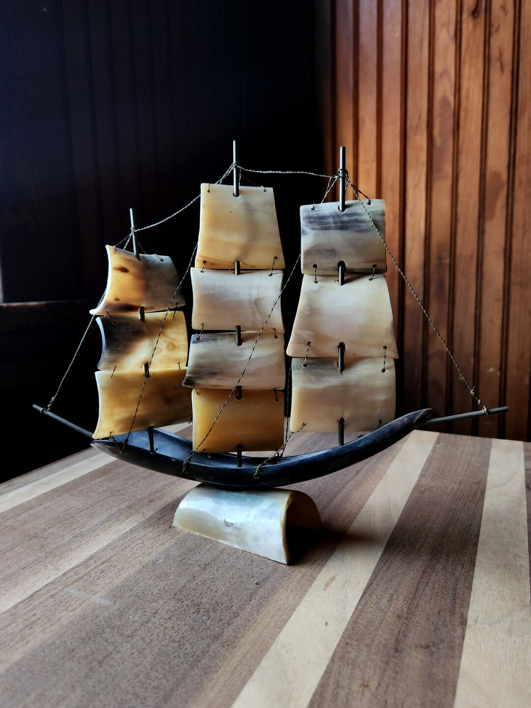 Vintage MCM Bull Horn Pirate Ship Sailboat Mid Century Modern Sculpture Home Decor | Etsy (US)