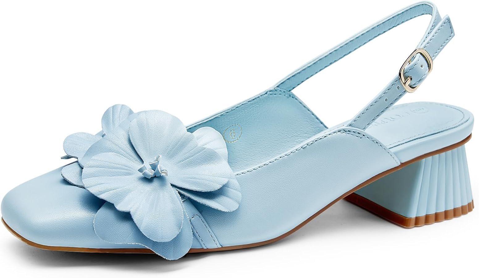 Coutgo Womens Slingback Chunky Heels Flower Closed Square Toe Pumps Work Dress Shoes（Choose a S... | Amazon (US)