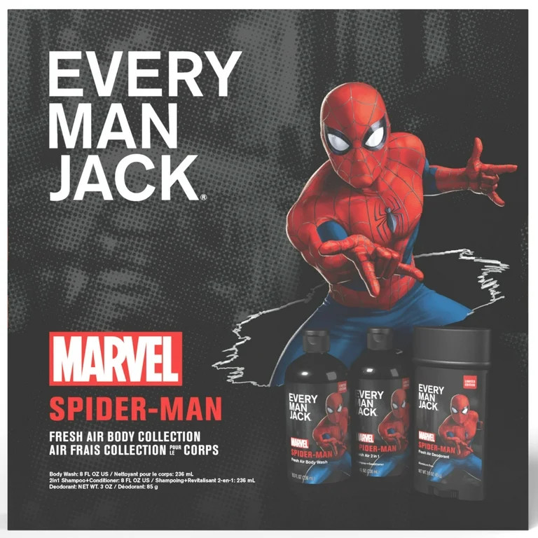Every Man Jack Spiderman Bath and Body Holiday Gift Set for Men - Body Wash, Shampoo and Deodoran... | Walmart (US)