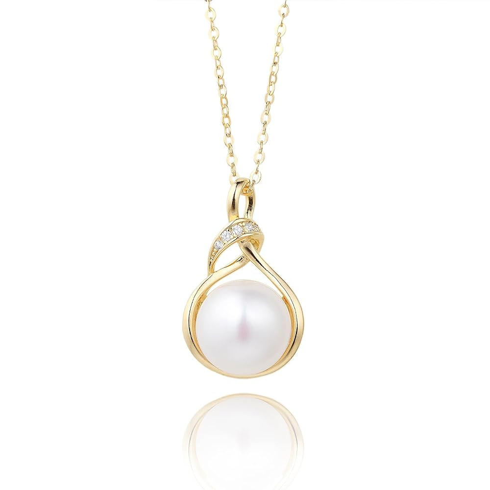 Freshwater Cultured Pearl Pendant Necklaces 925 Sterling Silver Jewelry for Women 16-18 inch | Amazon (US)