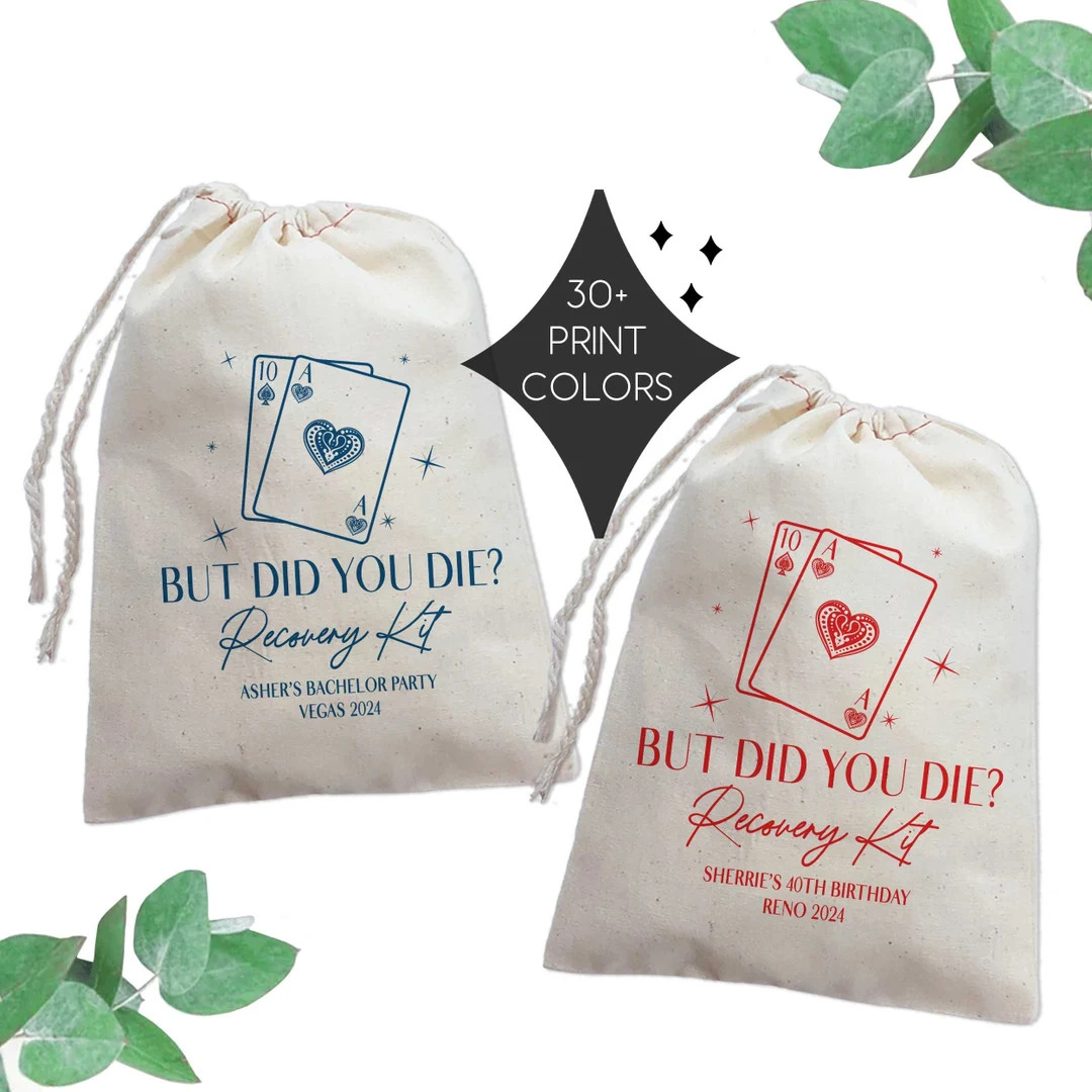 Vegas Hangover Kits but Did You Die Recovery Kits Vegas Birthday Party Favor Bags Gambling Party ... | Etsy (US)