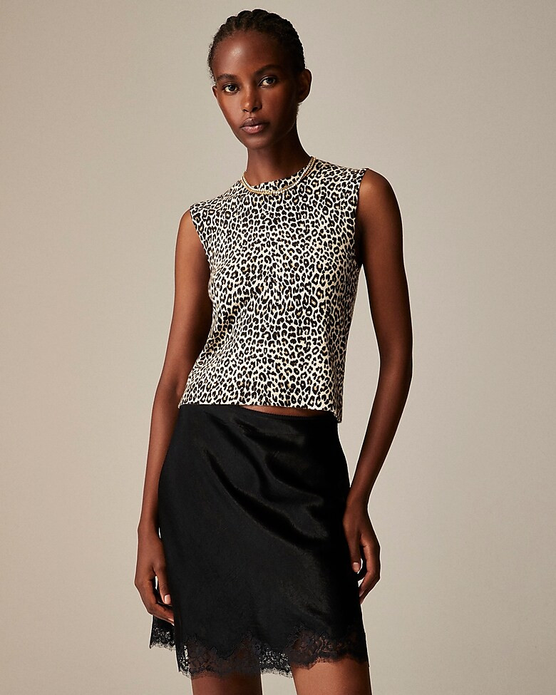 Featherweight cashmere-blend sweater shell in leopard print | J. Crew US
