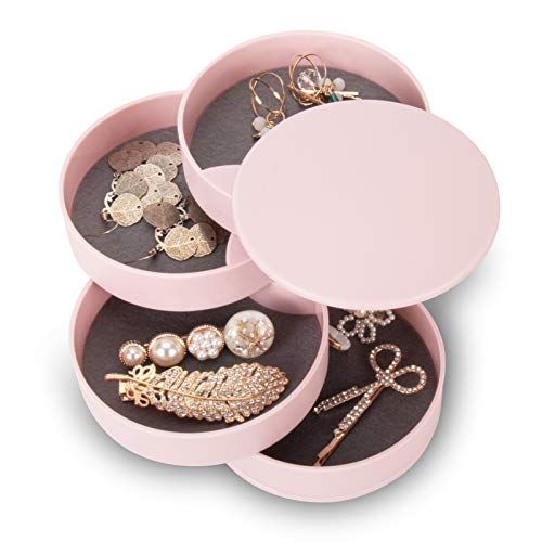 CONBOLA Jewelry Organizer, Small Jewelry Storage Box Earring Holder for Women, 4-Layer Rotating Trav | Amazon (US)