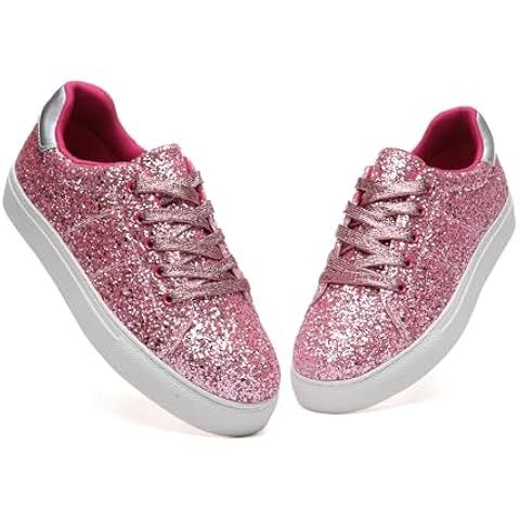 Bernal Women Glitter Sneakers Fashion Shiny Sparkle Sneakers Non Slip Lace Up Walking Shoes Party... | Amazon (US)