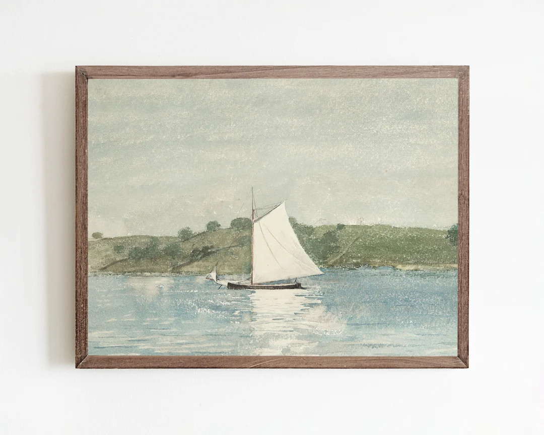 Vintage Sailboat Painting, Ocean Wall Decor, Printable Antique Art - Etsy | Etsy (US)