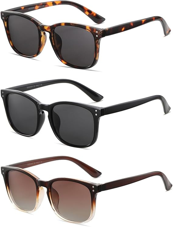 Polarized Sunglasses for Women Classic Retro Trendy Style Sun glasses UV 400 Protection(3 Pack) | Amazon (US)