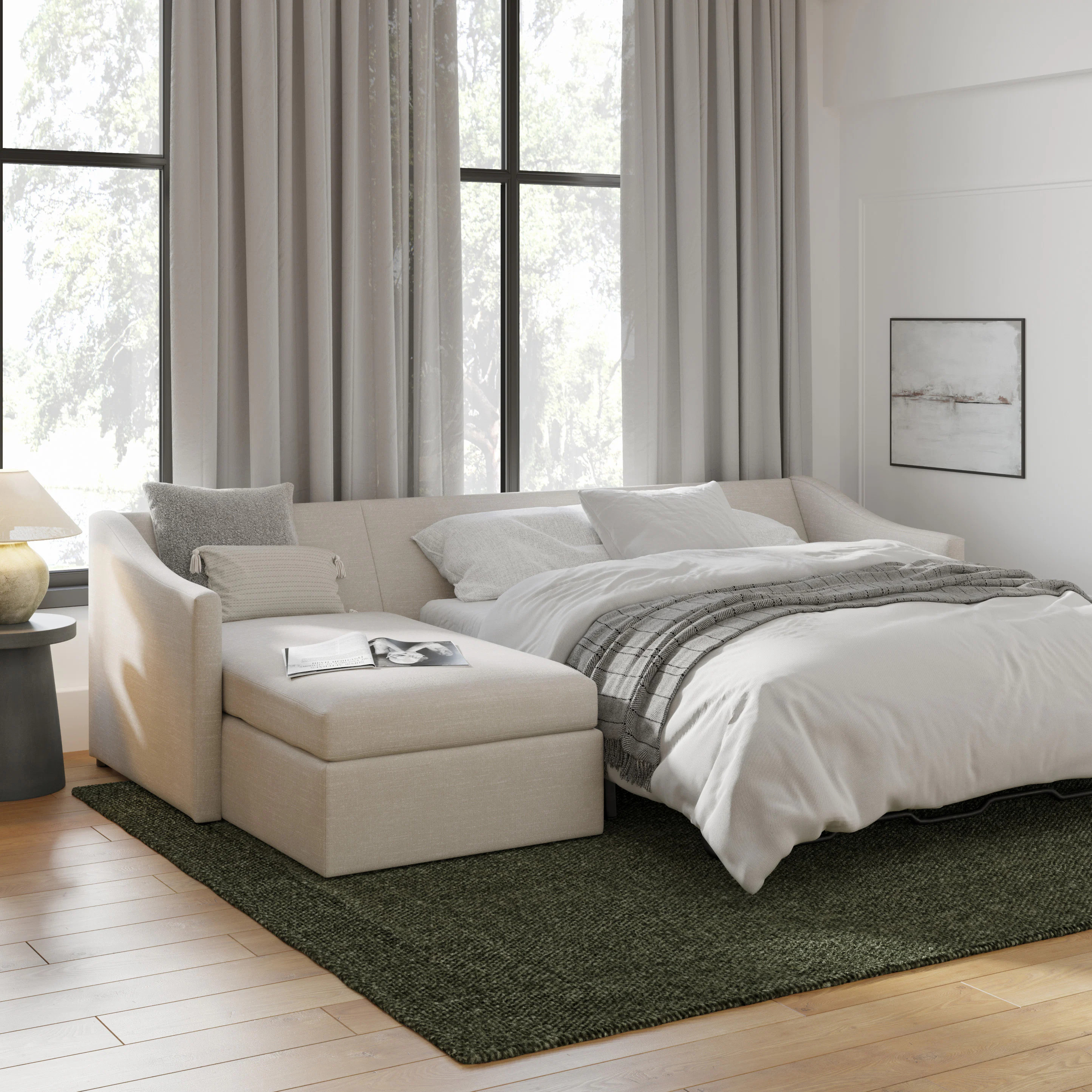 Landry 109" Left Sleeper Sectional - Napa Dove | Article