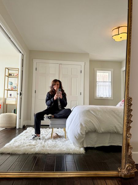 The gleaming primrose mirror doubles the size of the small bedroom. Links to the home decor and to my casual outfit.
kimbentley, bedroom decor 

#LTKshoecrush #LTKCyberWeek #LTKfitness