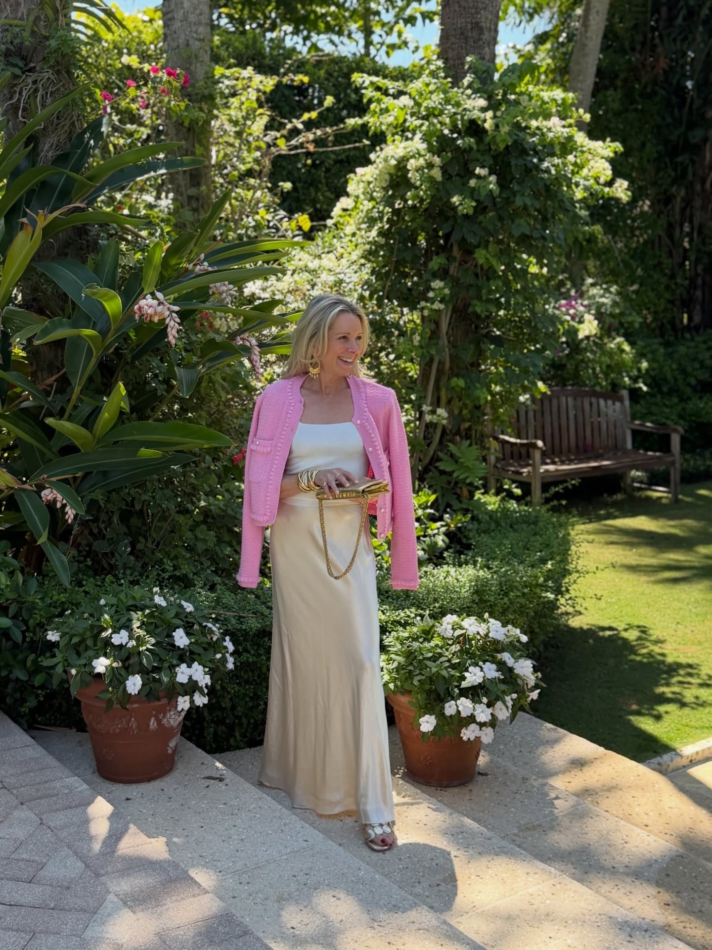 Spring layers in Pink 🌸
Pearl-button Sweater/Cardi @benaarla 
Skirt @fewmoda 
#secretsnstyle #palmbeachstyle great dupe shoes 

#LTKootd #LTKdayinmylife #LTKOver40