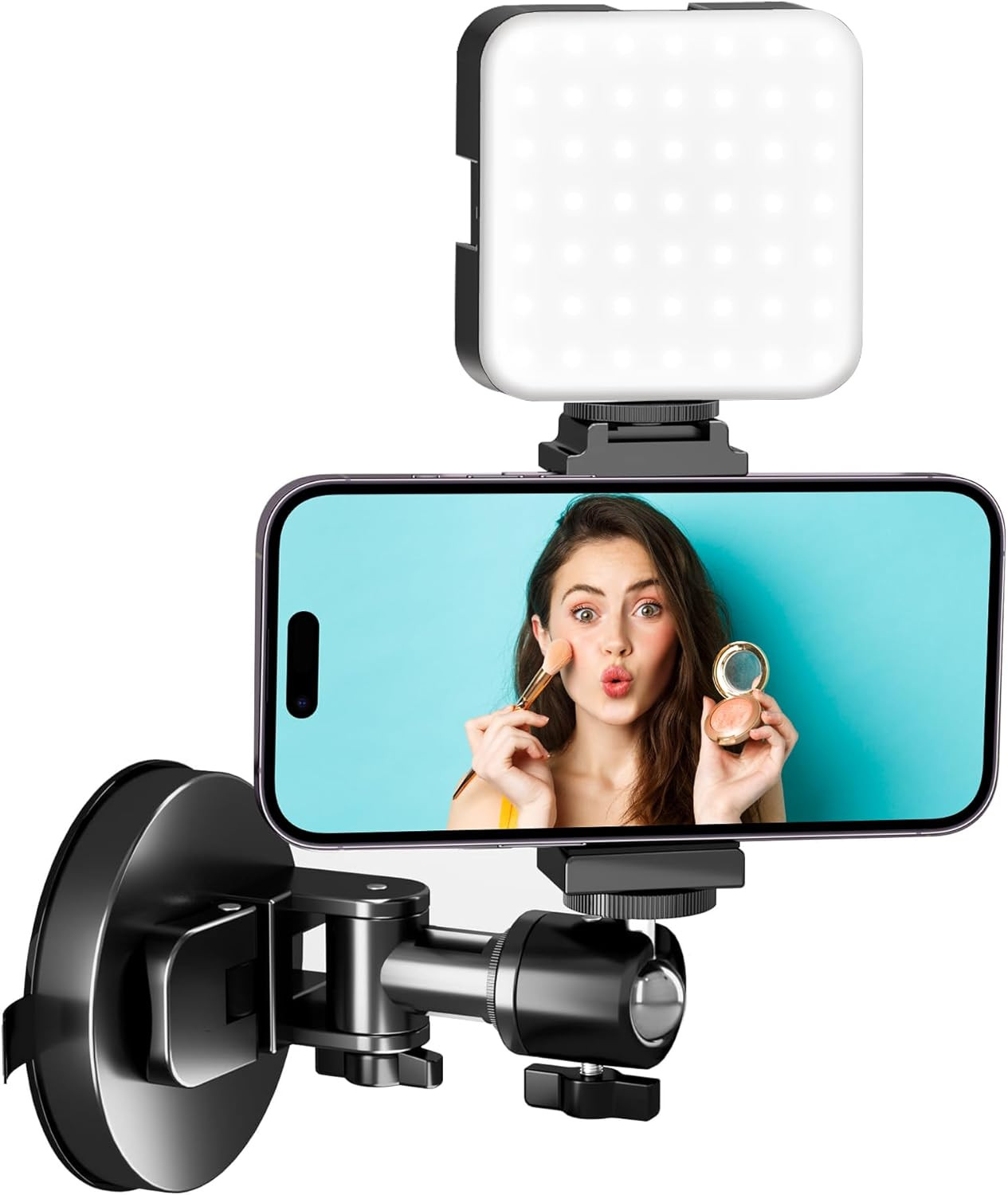 Karmus Strong Suction Cup Mirror Wall Phone Holder with LED Selfie Light, Essential Travel Phone ... | Amazon (US)