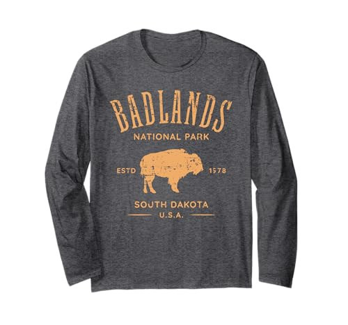 Badlands South Dakota Bison Distressed Design Long Sleeve T-Shirt | Amazon (US)