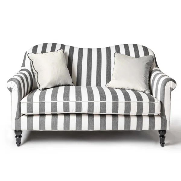 Marquee Gray Stripe Chenille Loveseat | Wayfair North America