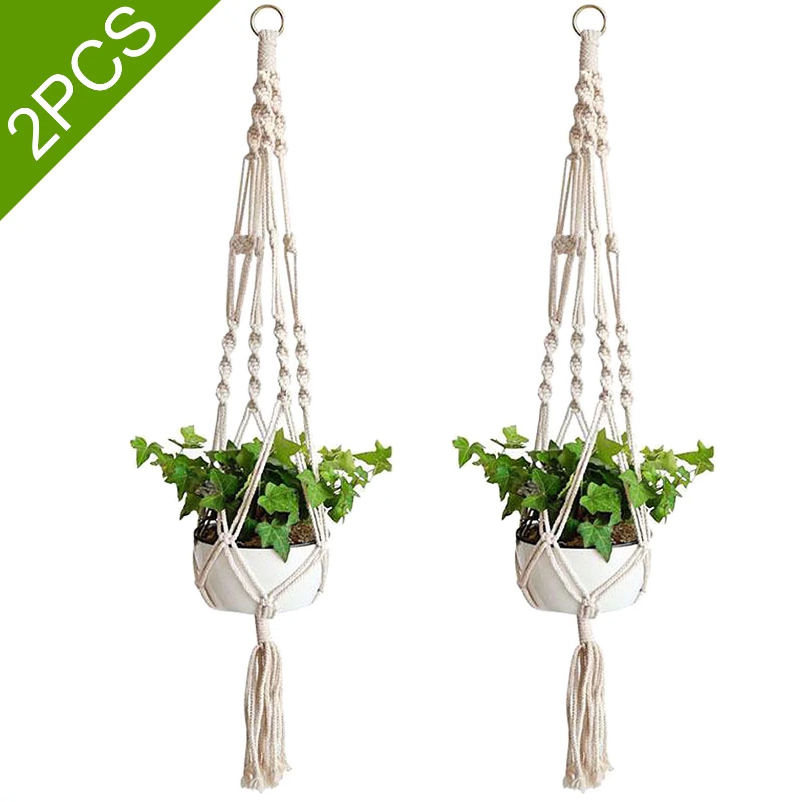 2-pack Pot Holder Macrame Plant Hanger Planter Hanging Basket Jute Rope Braided Craft | Walmart (US)