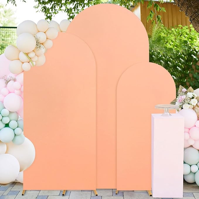 FUHSY Wedding Arch Cover Set of 3 Peach Spandex Arch Stand Cover 7.2FT 6.6FT 6FT Round Top Chiara... | Amazon (US)