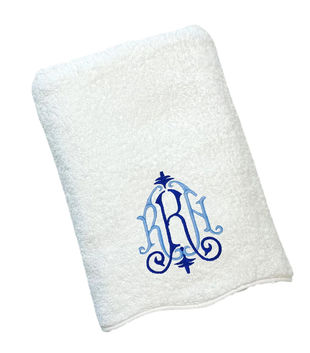 Monogrammed Scallop White Bath Hand Wash Cloth Towel Bathroom Monogram | Etsy (US)