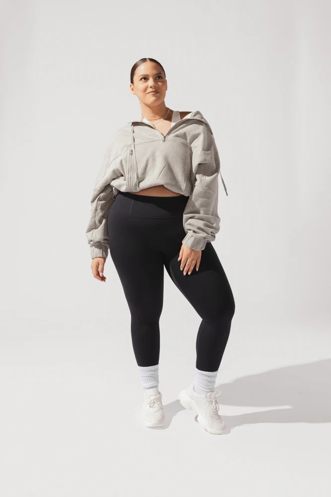 Half Zip Warm Up Hoodie - Heather Grey | POPFLEX