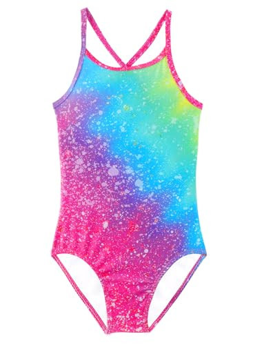 Alakuoti Kids Swimsuits One Piece Purple Blue Printed Swim Suit Summer UPF 50+ Quick Dry Beach Bathing Suit Girls Swimsuits Size 10 9 | Amazon (US)